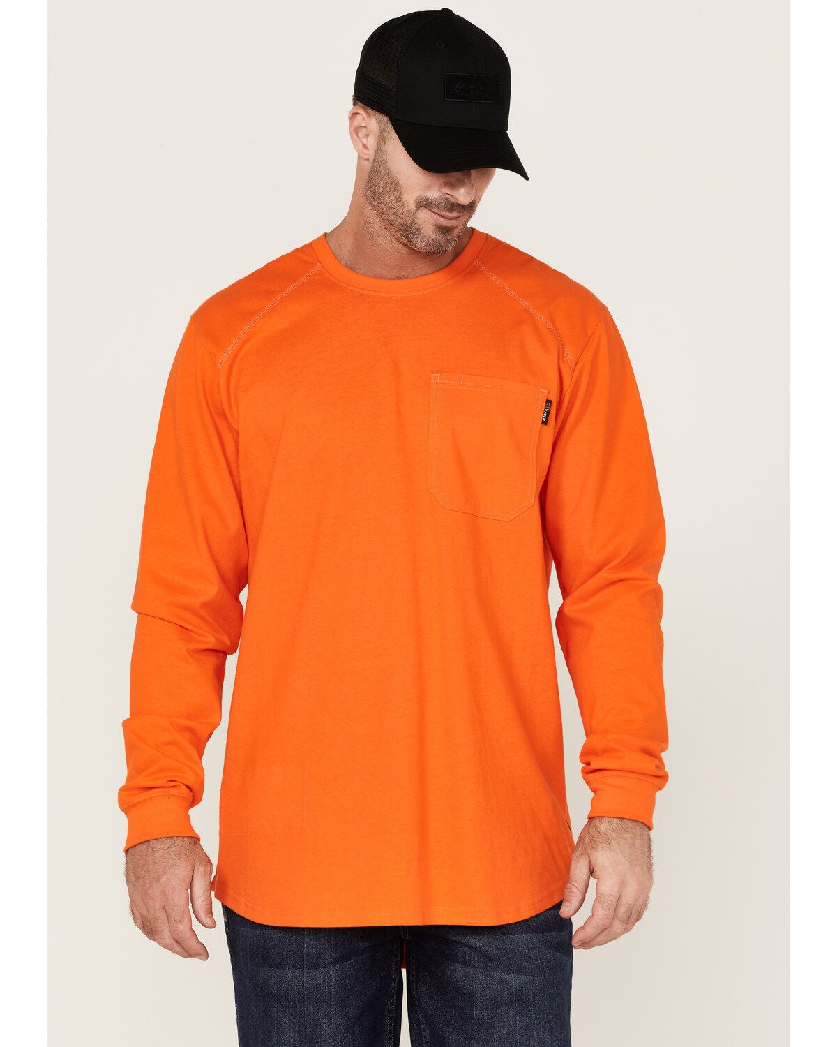 Hawx Men's FR Pocket Long Sleeve Work T-Shirt, Orange, hi-res