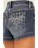 Image #2 - Shyanne Women's Medium Wash Mid Rise Novelty Pocket Comfort Stretch Shorts, , hi-res