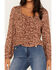 Idyllwind Women's Floral Print Smocked Top, Brandy Brown, hi-res