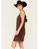Image #2 - Shyanne Women's Faux Suede Sleeveless Mini Dress, Dark Brown, hi-res