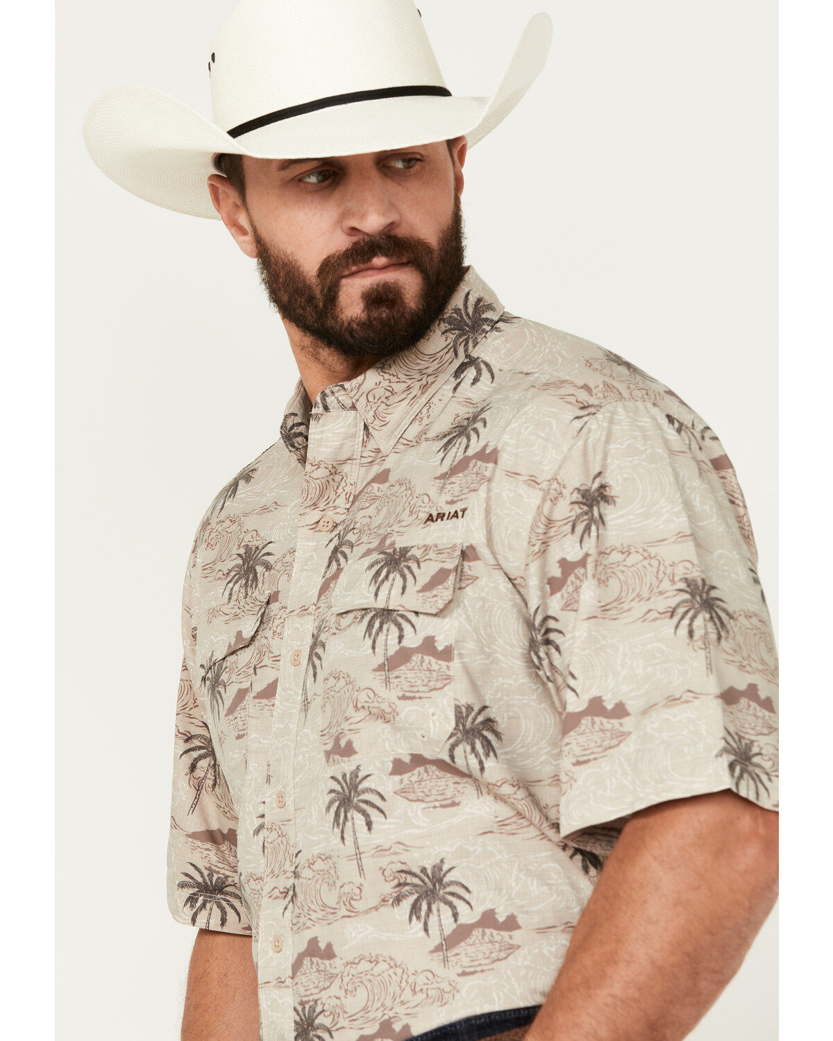 Image #2 - Ariat Men's VentTEK Outbound Island Print Short Sleeve Performance Shirt, , hi-res