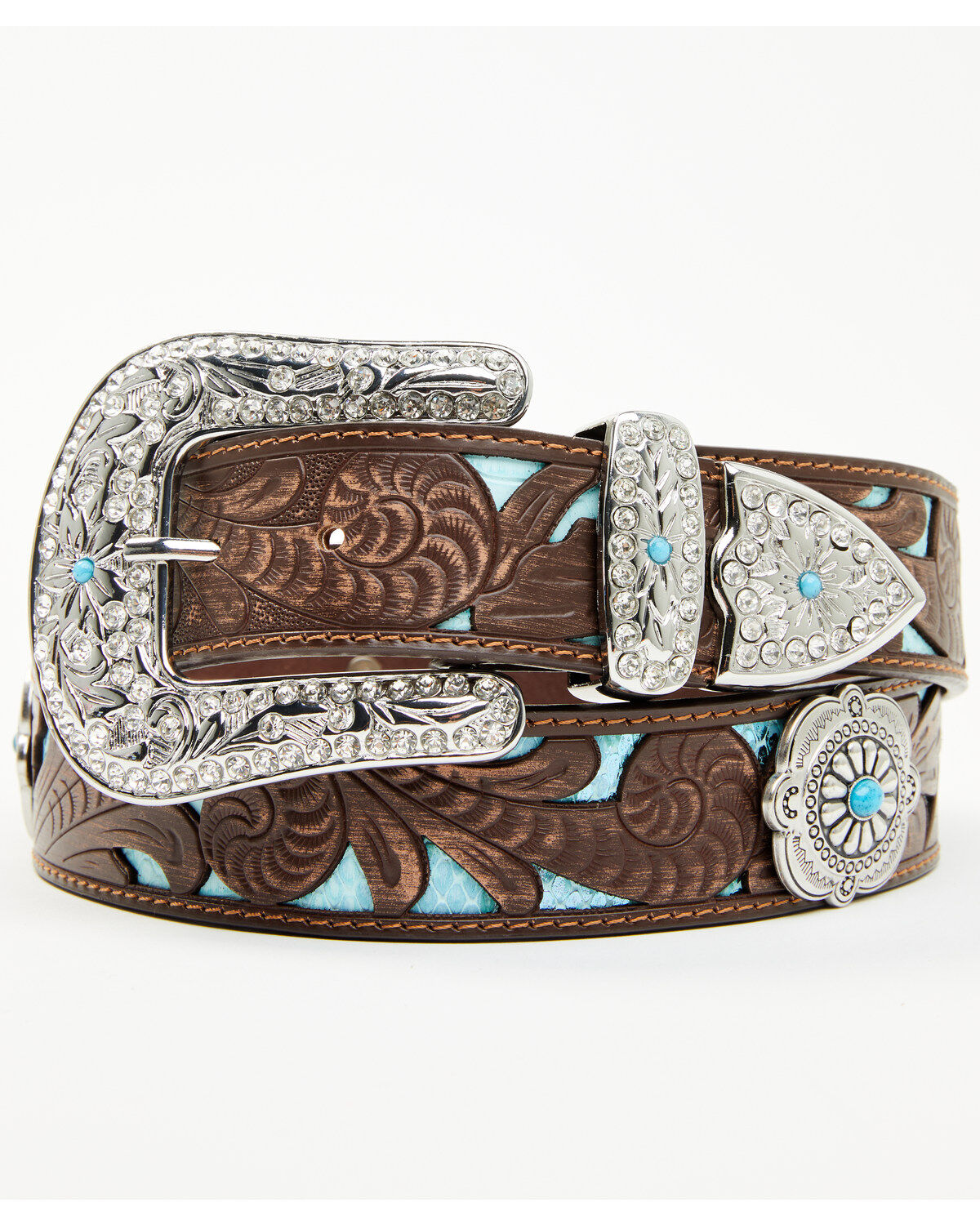 Shyanne Women's Underlay Concho Studded Tooled Belt | Boot Barn
