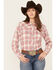Image #1 - Ely Walker Women's Plaid Print Long Sleeve Pearl Snap Flannel Shirt, , hi-res