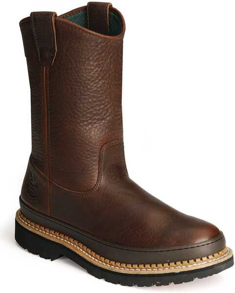 Georgia Boot Men's Giant Pull On Work Boots - Steel Toe, Brown, hi-res