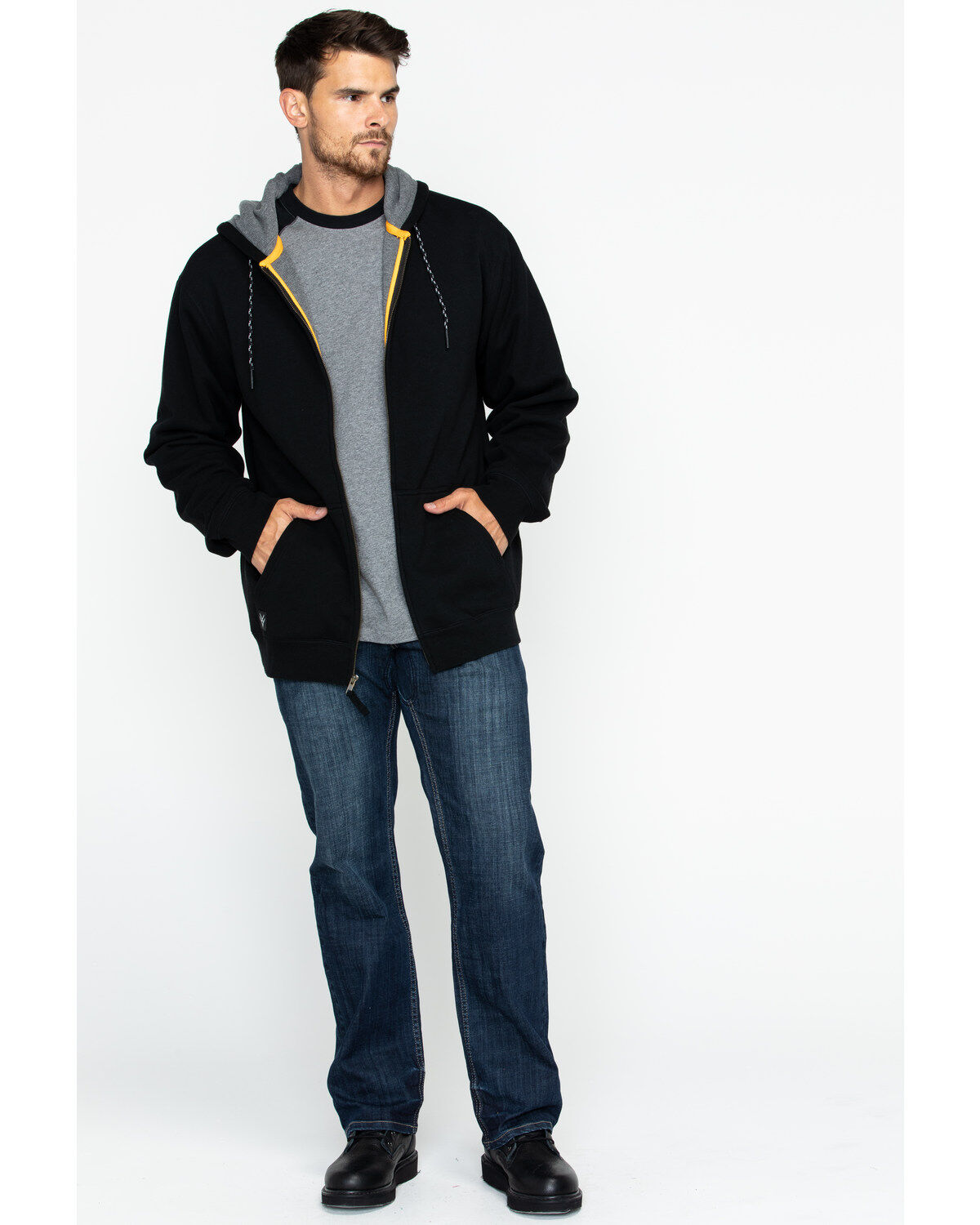 Image #4 - Hawx Men's Zip-Front Work Hooded Jacket, Black, hi-res