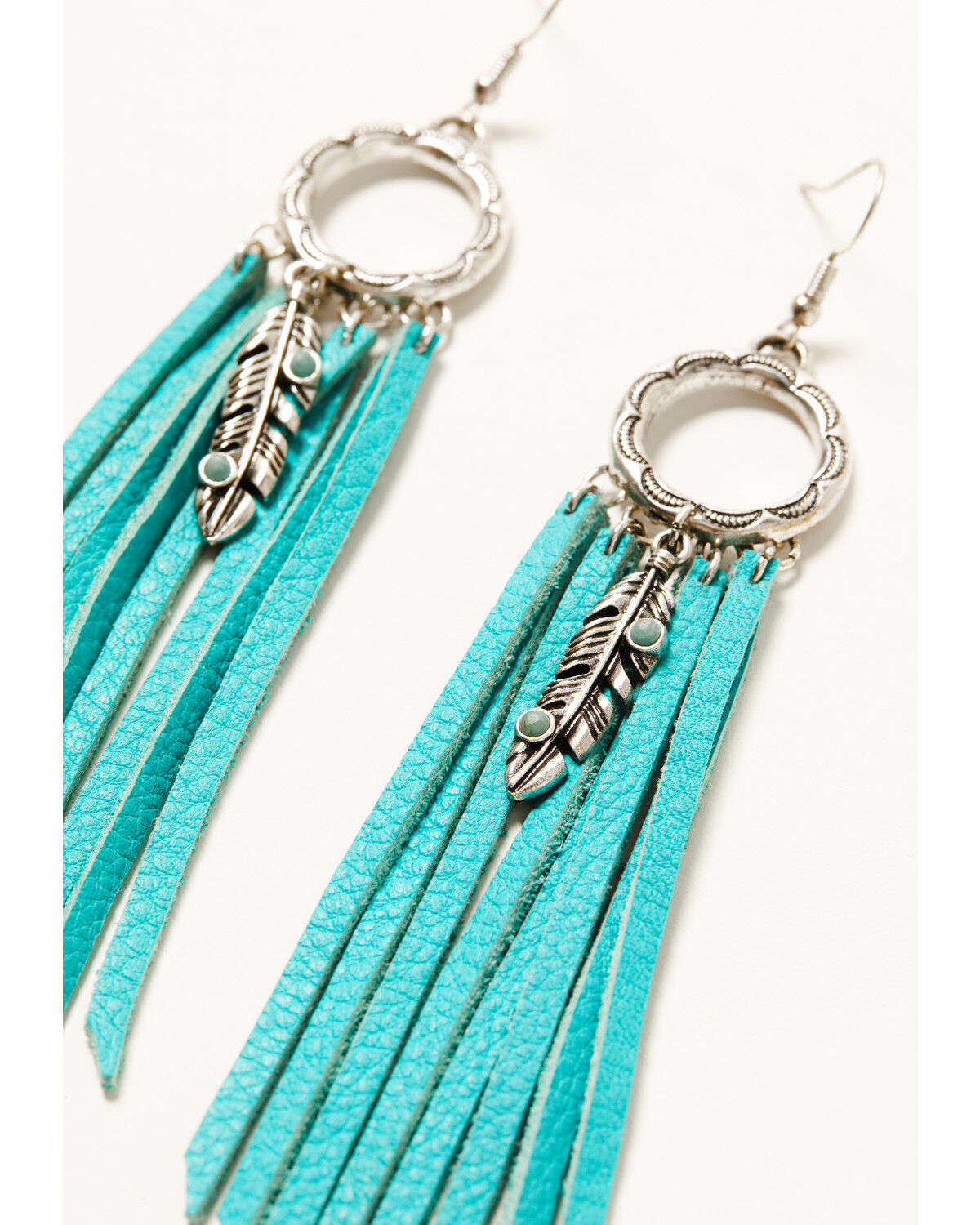 Image #3 - Idyllwind Women's Andora Leather Fringe Earrings, Turquoise, hi-res