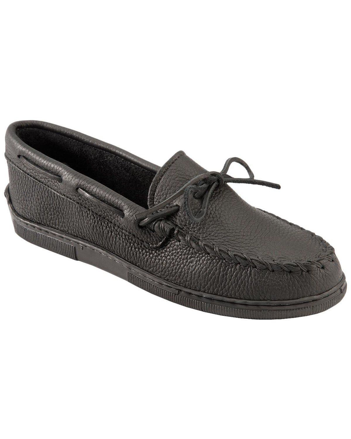 Image #1 - Minnetonka Men's Moosehide Classic Moccasins, Black, hi-res