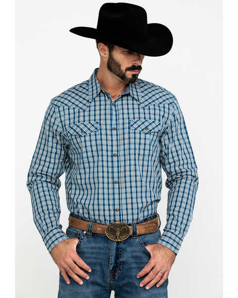 Image #1 - Cody James Men's Harvest Check Plaid Long Sleeve Western Shirt , , hi-res