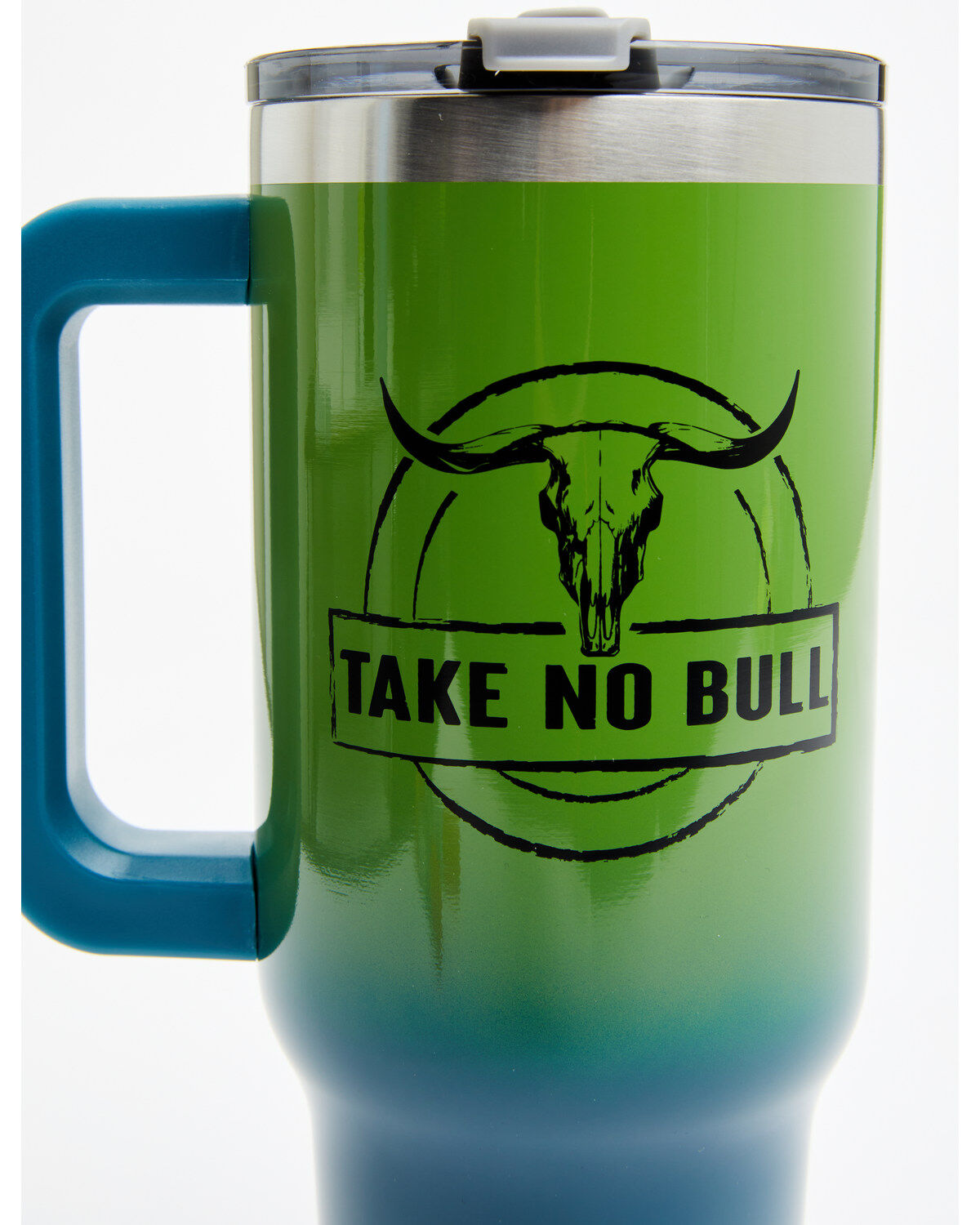 Image #2 - Boot Barn 40oz Take No Bull Tumbler With Handle, Green, hi-res