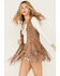 Wonderwest Women's Foiled Suede Vest, Brown, hi-res