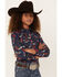 Image #2 - Ariat Girls' Ropey Rose Print Long Sleeve Shirt, , hi-res