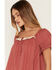 Image #2 - Cleo + Wolf Women's Short Sleeve Lace Trim Babydoll Top, Rose, hi-res