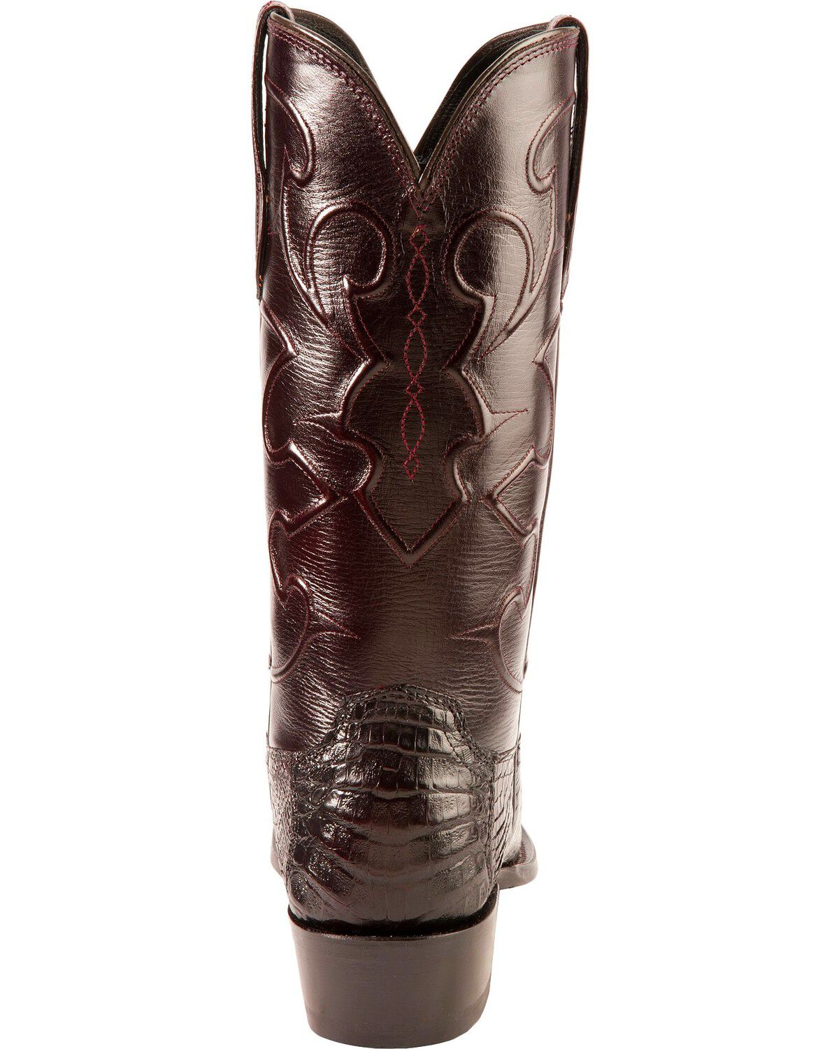 Image #7 - Lucchese Men's Charles Crocodile Belly Cowboy Boots - Round Toe, Black Cherry, hi-res