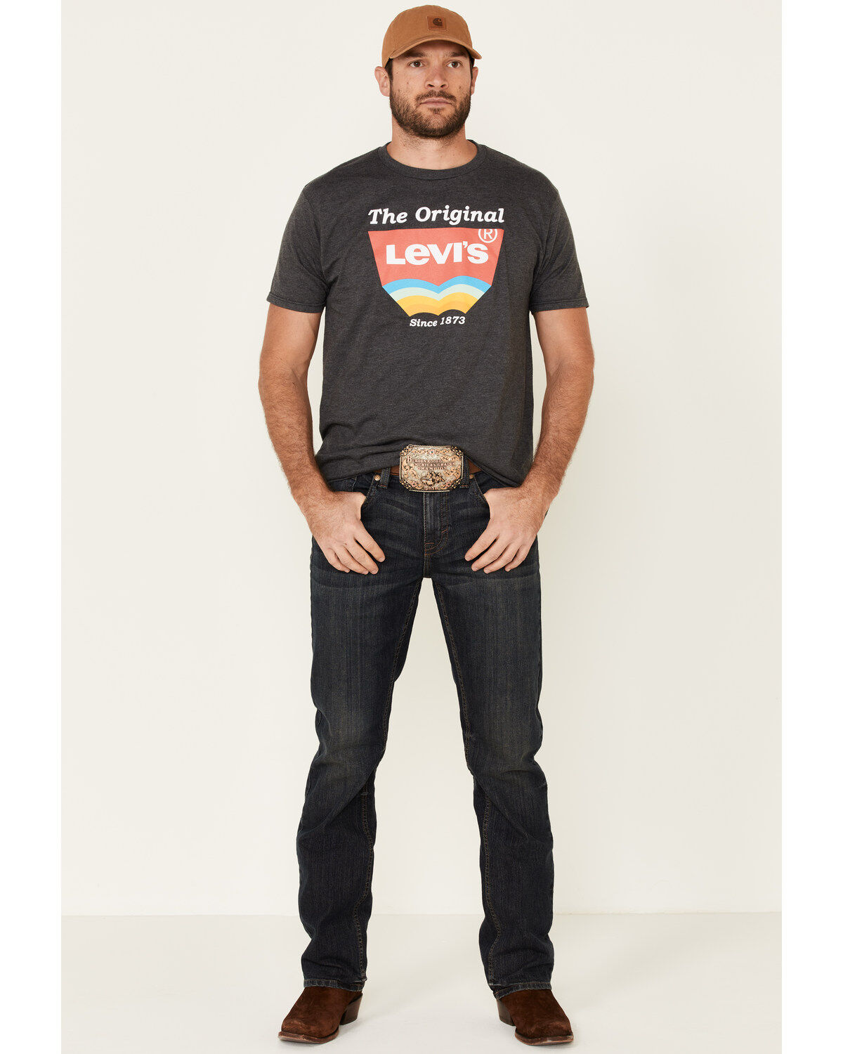Image #2 - Levi's Men's Charcoal Heather Original Logo Graphic T-Shirt, Charcoal, hi-res
