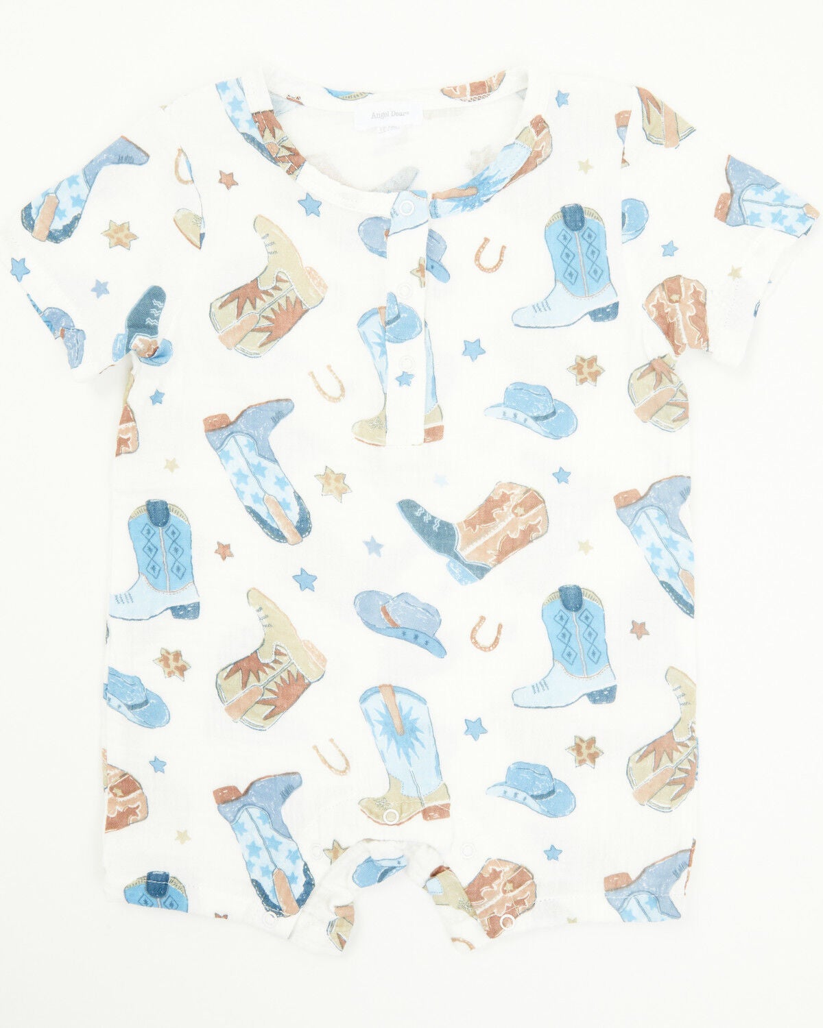 Angel Dear Infant Boys' Cowboy Boots Henley Shortall, White, hi-res
