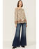 Image #4 - Wild Moss Women's Cream Floral Border Print Off Shoulder Woven Top, Cream, hi-res