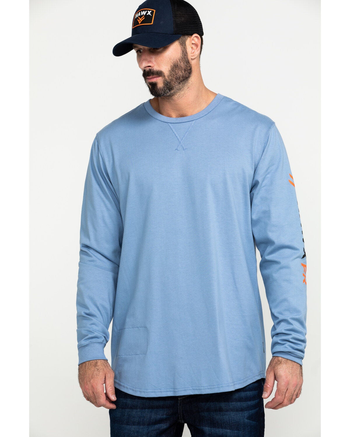 Hawx Men's FR Logo Long Sleeve Work T-Shirt - Big & Tall, Blue, hi-res