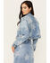 Image #4 - Vibrant Denim Women's Medium Wash Cropped Rhinestone Star Denim Jacket, Medium Wash, hi-res