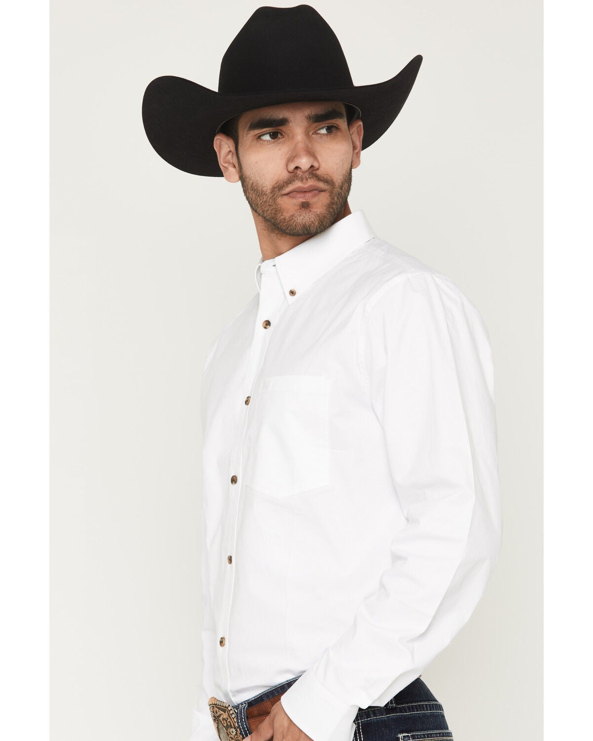 Image #2 - Cody James Men's Basic Solid Long Sleeve Button-Down Stretch Western Shirt, White, hi-res