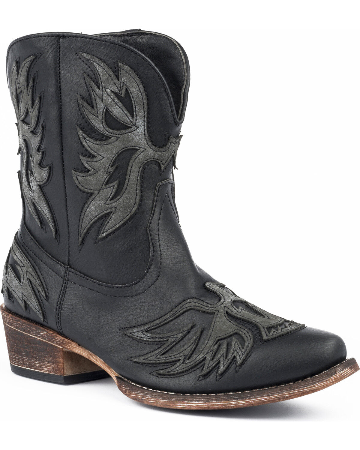 Roper Women's Amelia Eagle Overlay Western Boots - Snip Toe, Black, hi-res