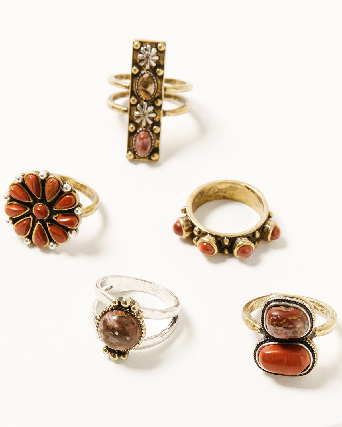 Shyanne Women's Desert Rose Antique Gemstone Ring Set - 5 Piece, Gold, hi-res