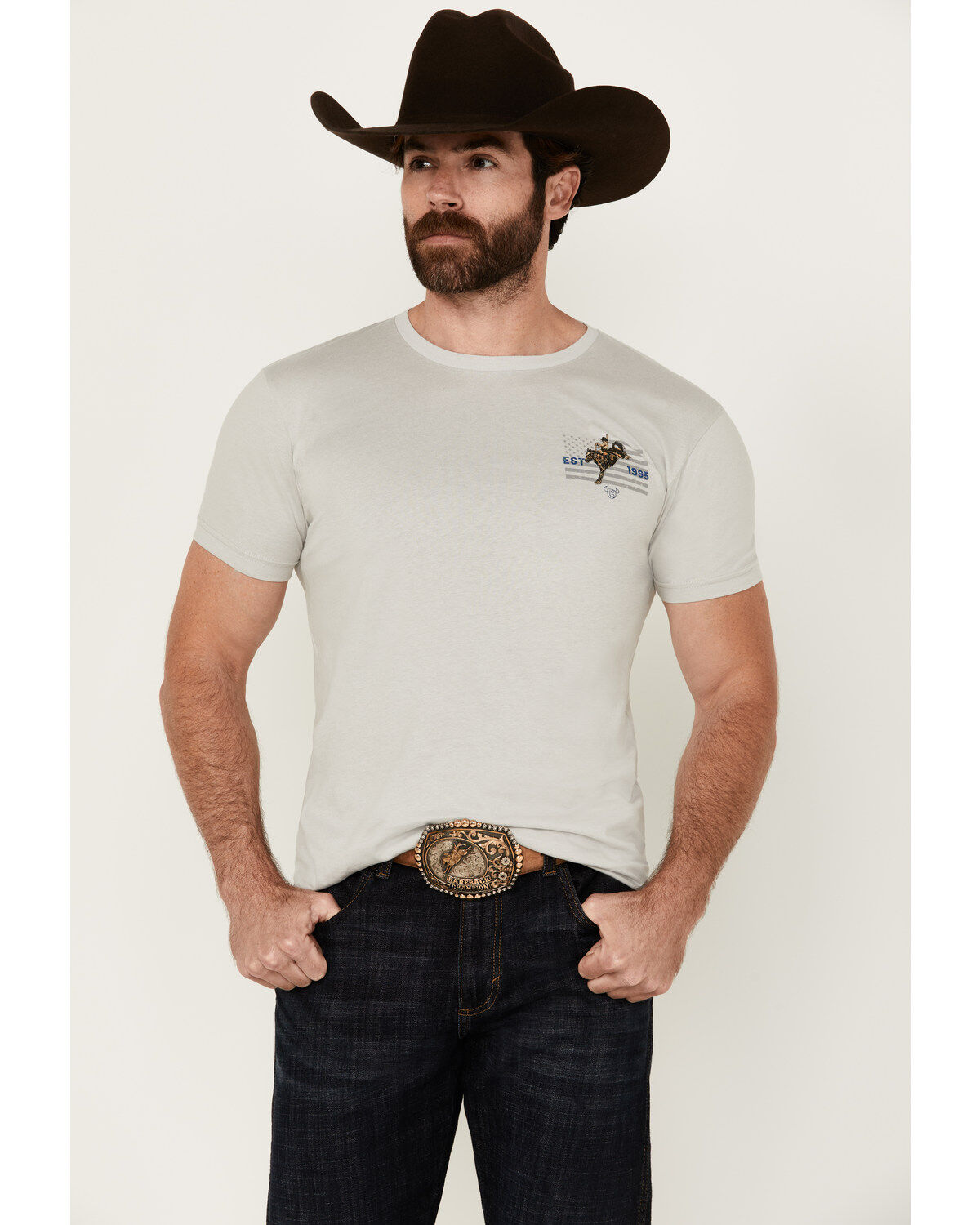 Image #4 - Cowboy Hardware Men's American Made Short Sleeve Graphic T-Shirt, Light Grey, hi-res