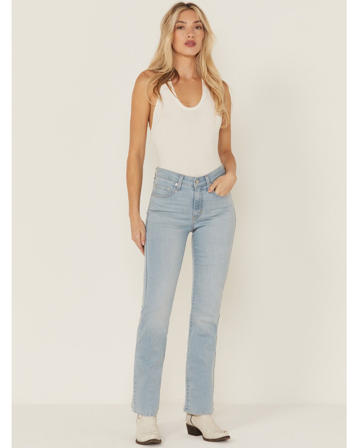Image #1 - Levi's Women's 725 Eternal High Rise Light Wash Bootcut Stretch Denim Jeans, Light Wash, hi-res