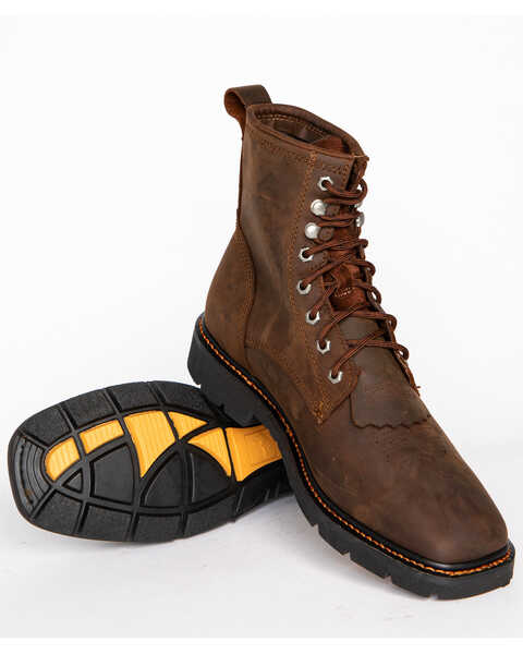 Image #5 - Cody James® Men's Waterproof Lace-Up Western Work Boots, Brown, hi-res