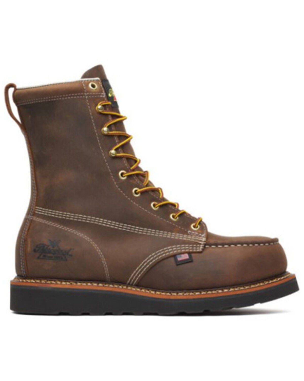 Thorogood Men's 8" Moc Work Boots - Steel Toe, Dark Brown, hi-res