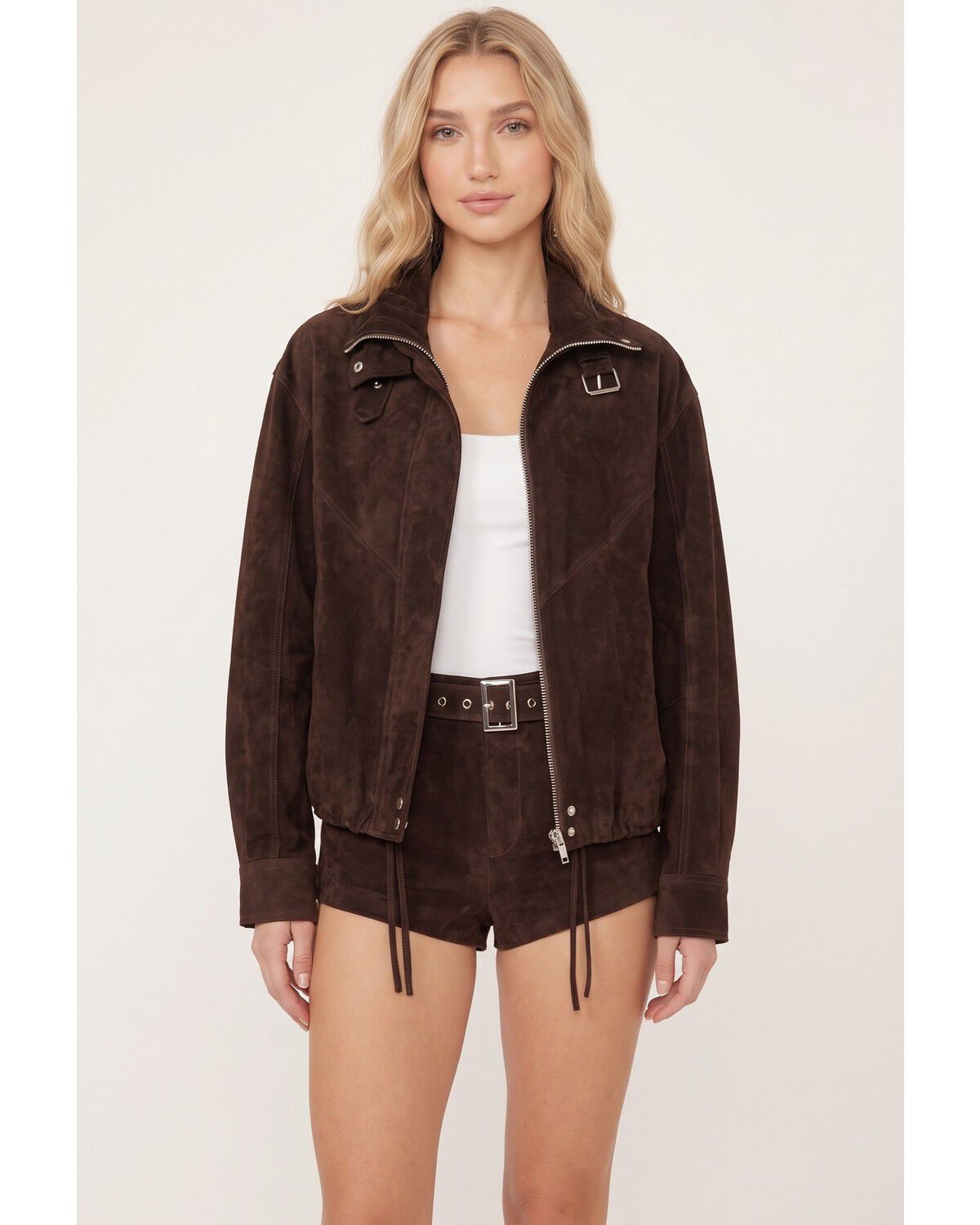 BLANKNYC Women's Iced Chocolate Suede Jacket, Brown, hi-res