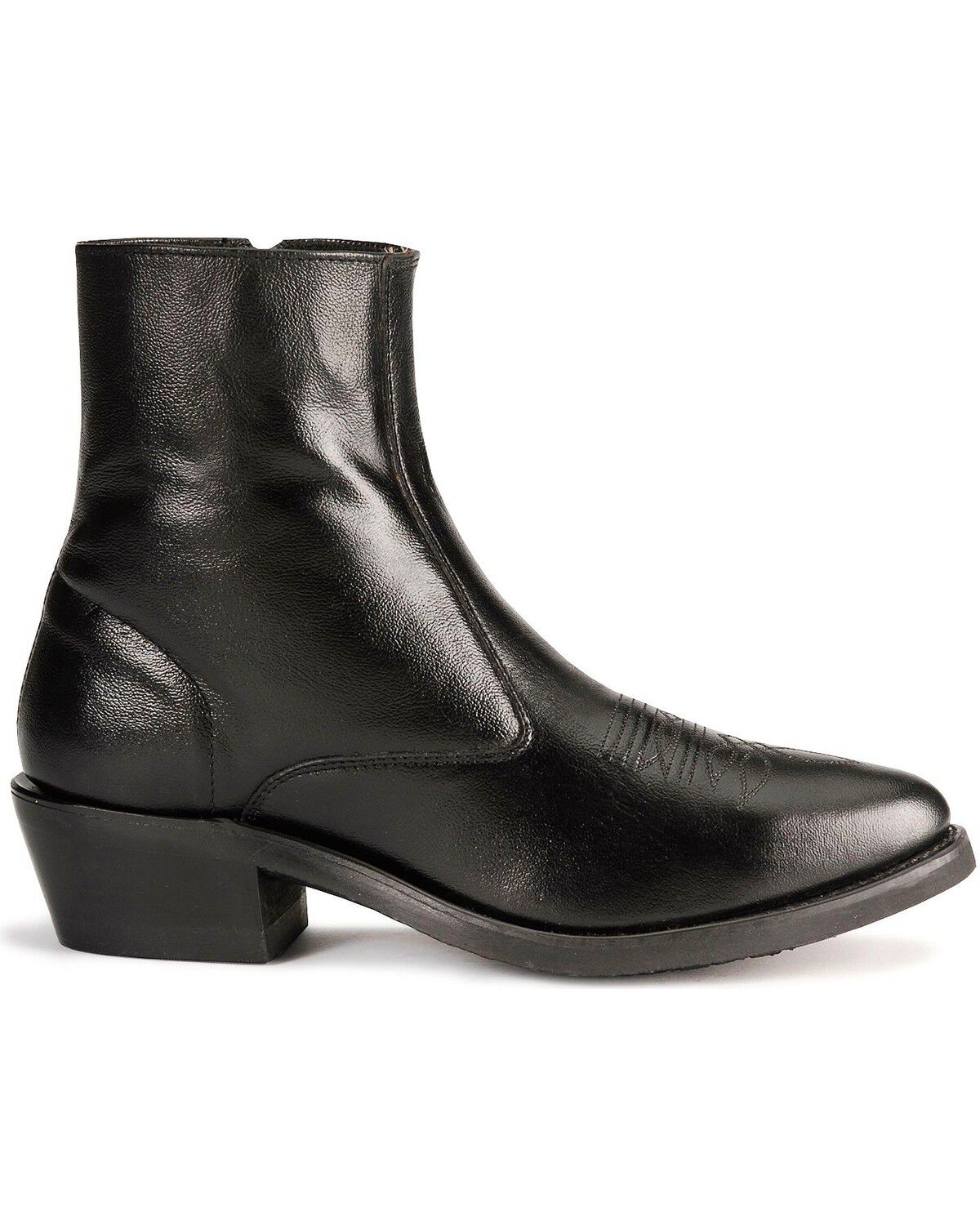 Image #2 - Old West Men's Zipper Western Ankle Boots - Round Toe, Black, hi-res