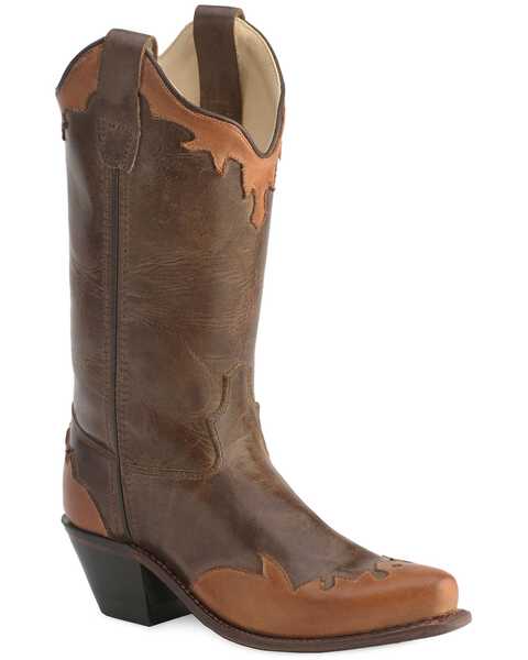 Image #1 - Old West Children's Wingtip  & Collar Western Boots - Snip Toe, , hi-res