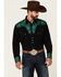 Image #1 - Scully Men's Embroidered Gunfighter Long Sleeve Pearl Snap Western Shirt, Black, hi-res