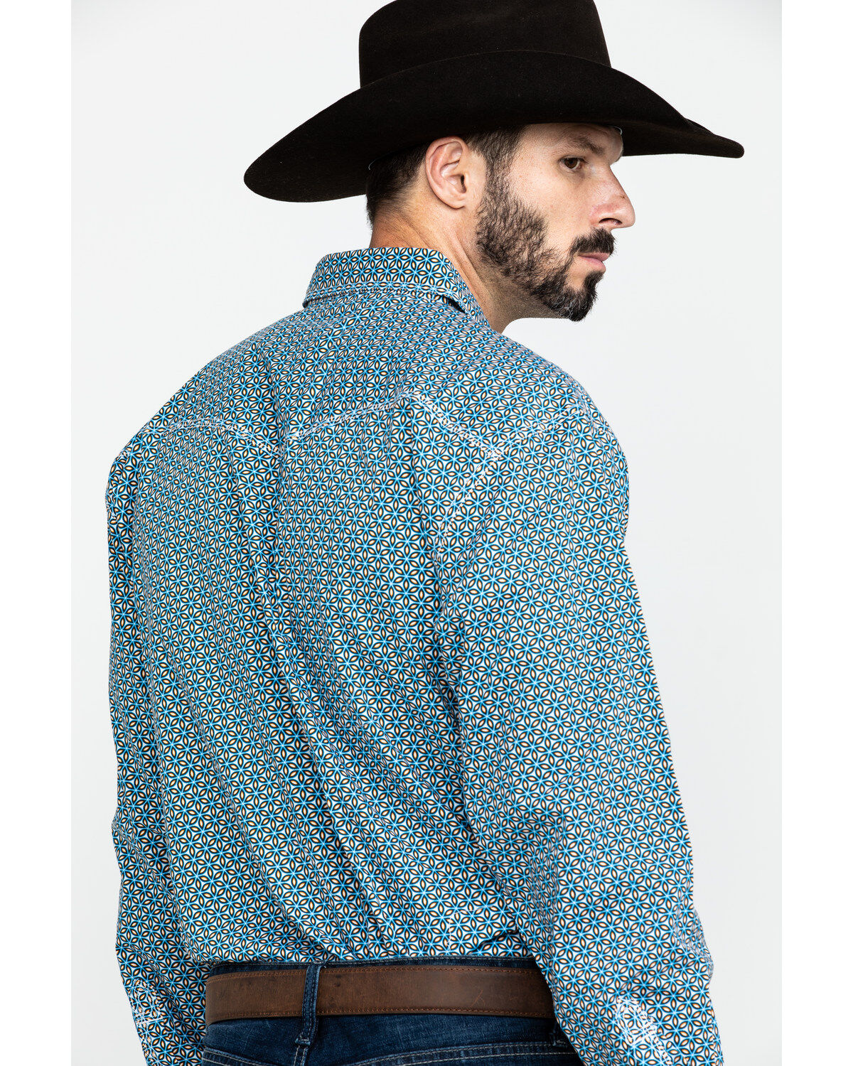 Image #2 - Wrangler 20X Men's Advanced Comfort Blue Geo Print Long Sleeve Western Shirt , , hi-res