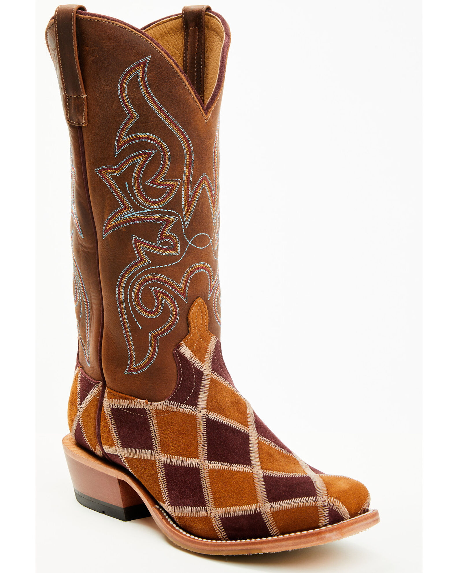 Men s Horse Power Patchwork Western Boots Square Toe