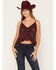 Image #1 - Idyllwind Women's Santa Rosa Embroidered Georgette Tank, Wine, hi-res