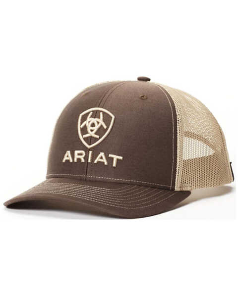 Ariat Men's Shield Logo Embroidered Mesh Baseball Cap , Brown, hi-res