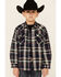 Image #1 - Roper Boys' Plaid Long Sleeve Snap Western Flannel Shirt , Green, hi-res