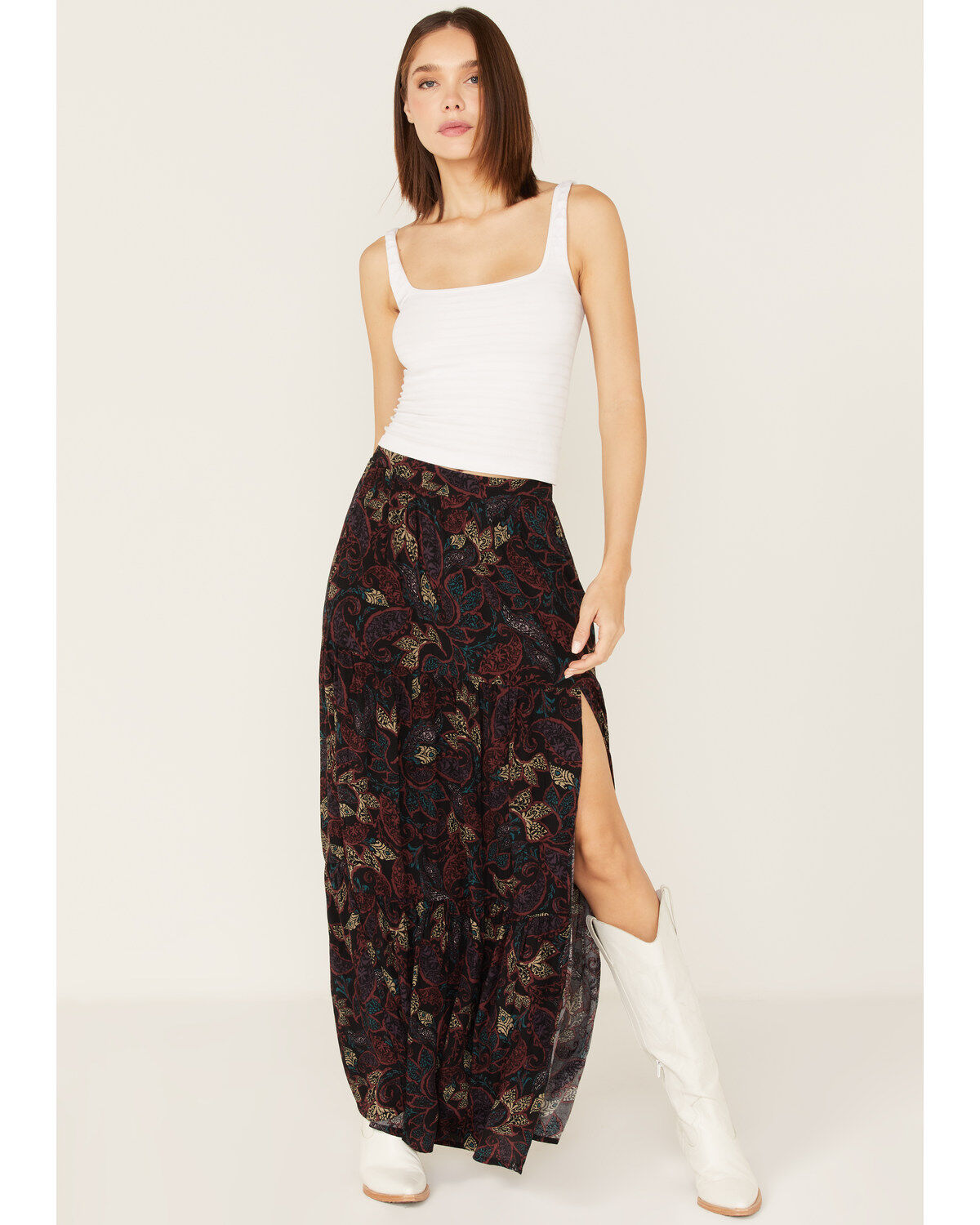 Image #1 - Shyanne Women's Paisley Print Slit Maxi Skirt, , hi-res