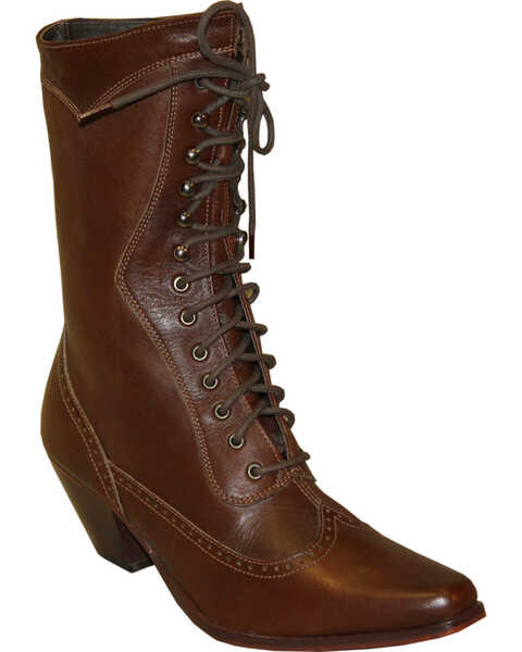 Rawhide by Abilene Women's 8" Victorian Lace-Up Boots - Snip Toe, Brown, hi-res