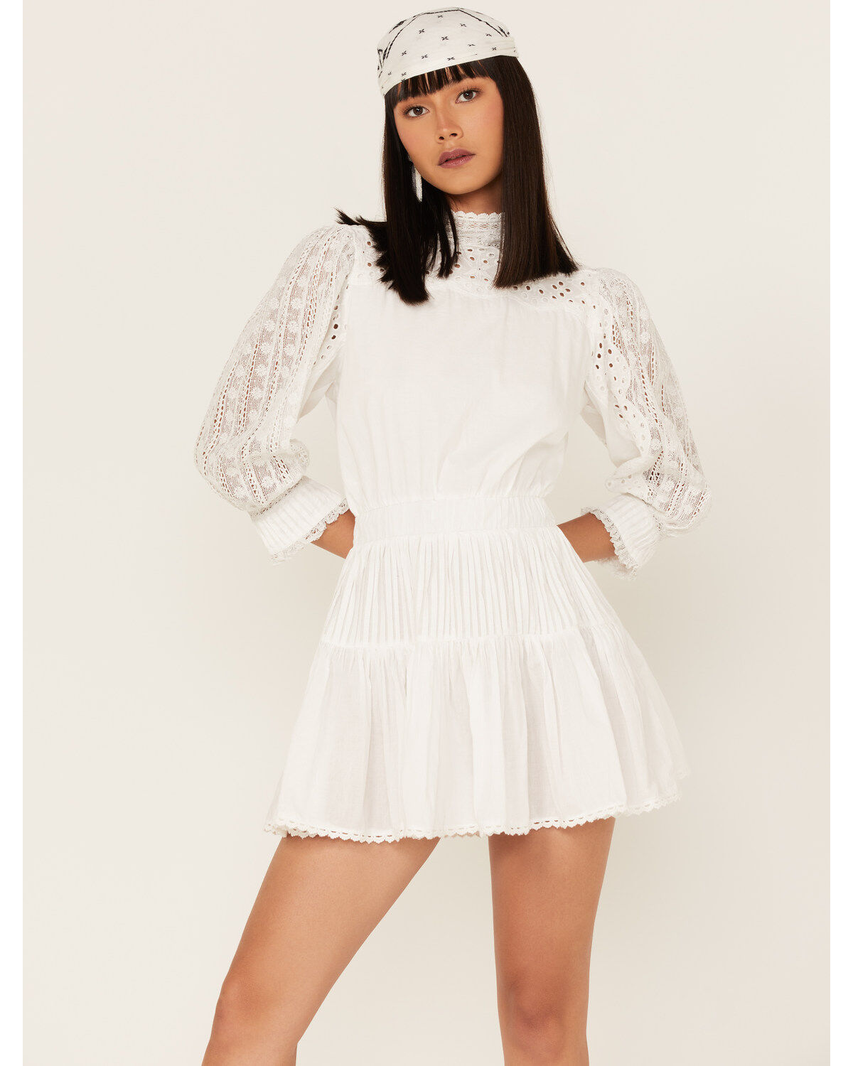 Image #4 - Maia Bergman Women's Nao Lace Tiered Mini Dress, White, hi-res