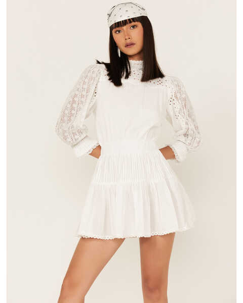 Maia Bergman Women's Nao Lace Tiered Mini Dress, White, hi-res