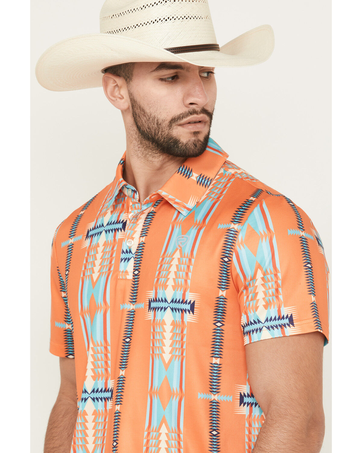 Product Name:  Rock & Roll Denim Men's Boot Barn Exclusive Southwestern Striped Short Sleeve Button-Down Polo