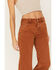 Cleo + Wolf Women's High Rise Distressed Stretch Loose Wide Jeans, Brown, hi-res