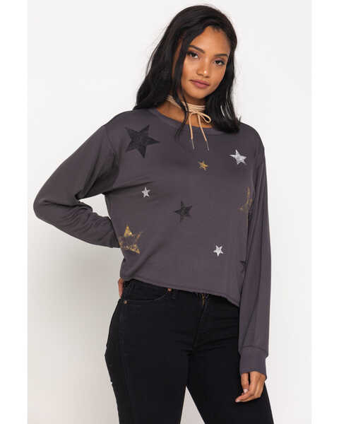Z Supply Women's Foil Star Pullover, Charcoal, hi-res