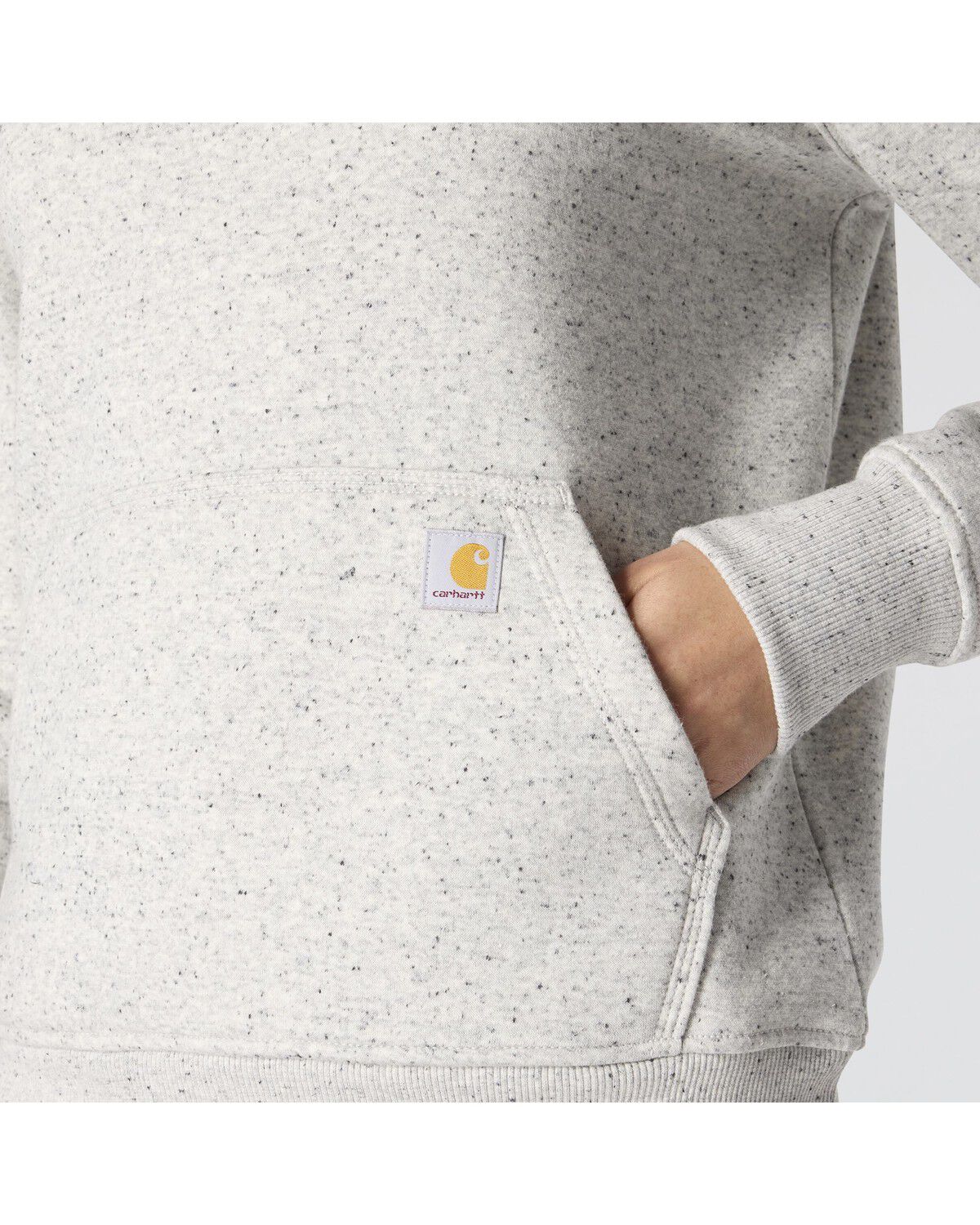 Carhartt Women's Heather Grey Clarksburg Sleeve Logo Hooded Sweatshirt - Plus