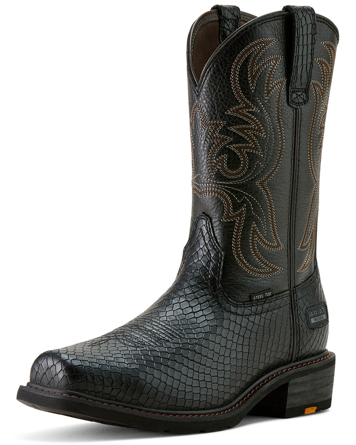 Image #2 - Ariat Men's Ironside Pull-On Work Boots - Steel Toe, Black, hi-res