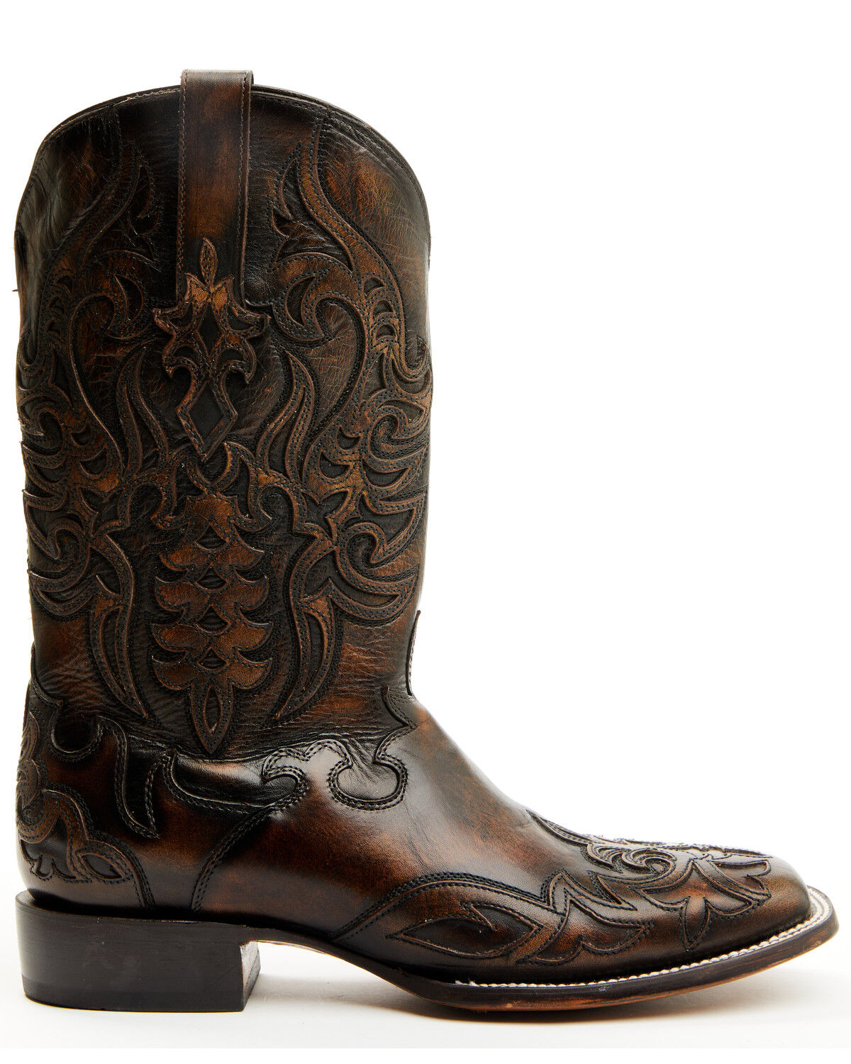 Image #2 - Corral Men's Overlay Embroidered Western Boots - Broad Square Toe, Black, hi-res