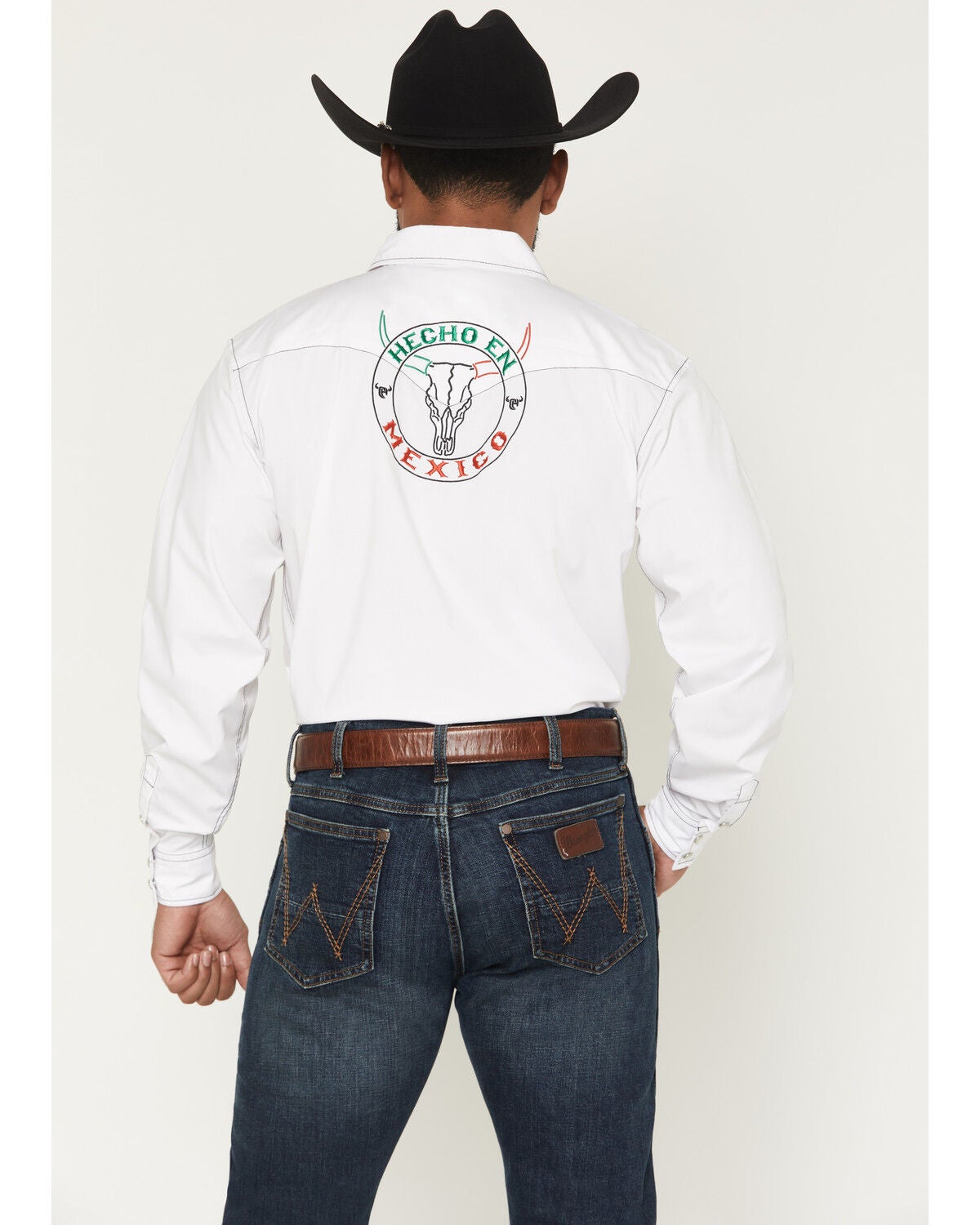 Image #4 - Cowboy Hardware Men's Hecho En Mexico Long Sleeve Snap Stretch Western Shirt, White, hi-res