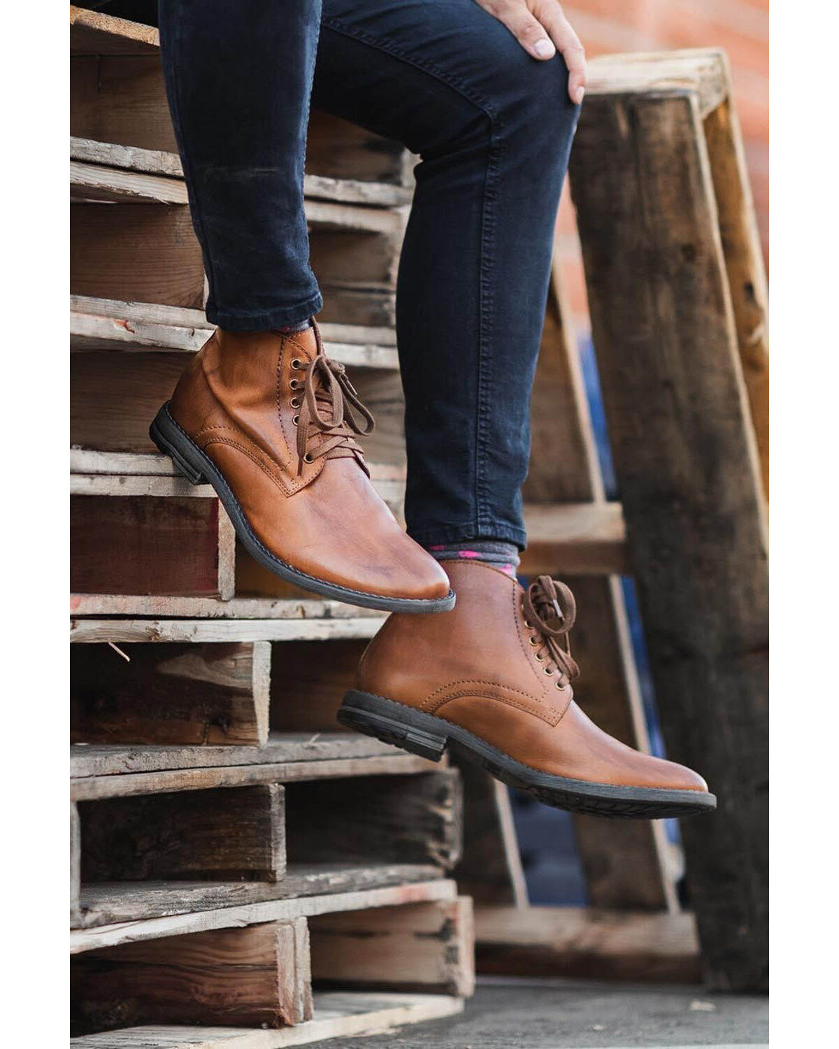 Image #4 - Evolutions Men's Tan Proff Lace-Up Boots - Round Toe, , hi-res
